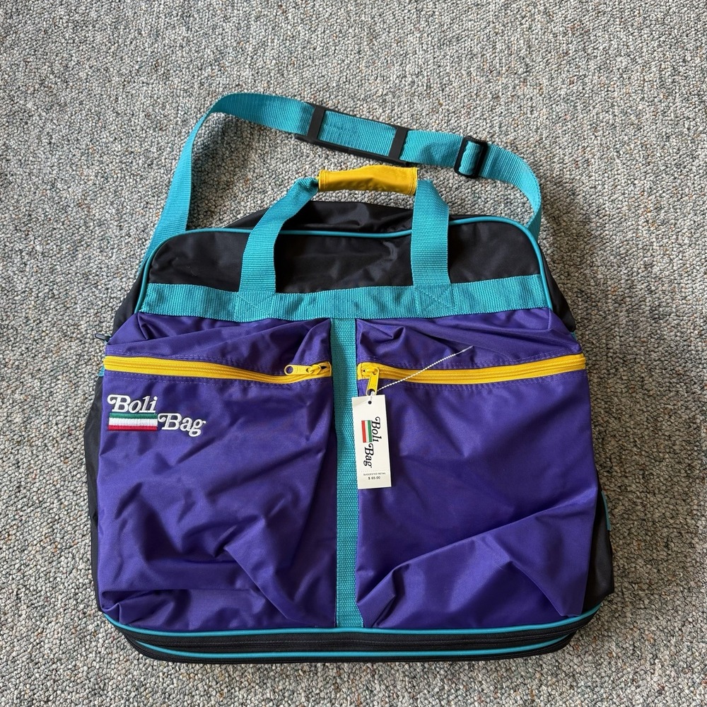 Vintage 90s Boli Bag Colorblock Duffle Bag NWT Deadstock Retro Neon Travel Tote